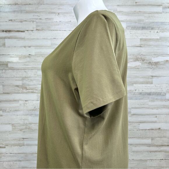 Universal Standard Tesino T-Shirt Dress Women's Size M | 2X Military Olive Knit - Picture 6 of 16